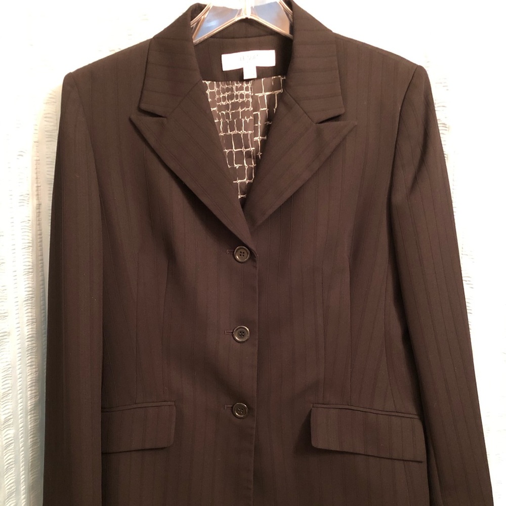 Le Suit Essentials Black Pinstripe Blazer 14P